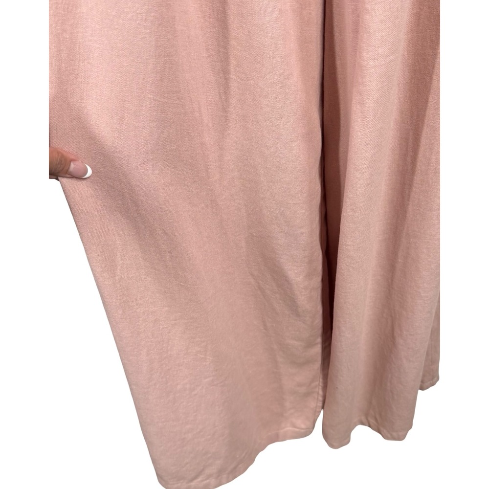 Pilcro Anthropologie Pink Smocked Wide Leg Jumpsuit Womens Small Linen Blend - Picture 9 of 10